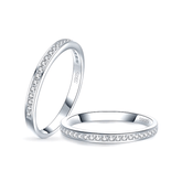 Sterling silver arc band ring with sparkling zirconia stones – 925 minimalist stacking ring for women
