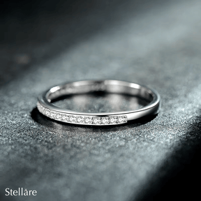 Sterling silver arc band ring with sparkling zirconia stones – 925 minimalist stacking ring for women