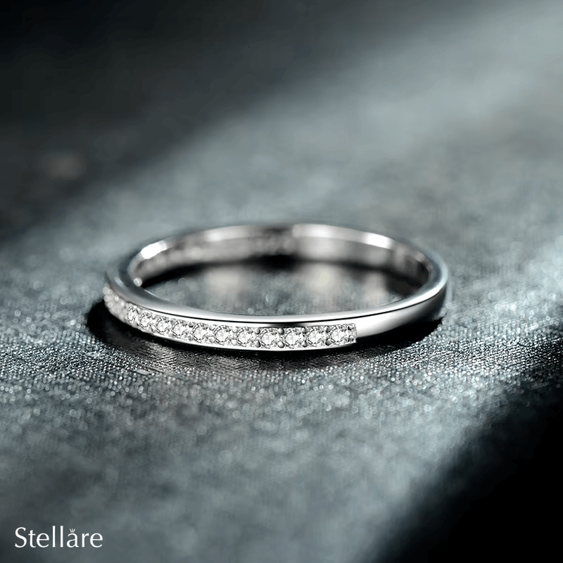 Sterling silver arc band ring with sparkling zirconia stones – 925 minimalist stacking ring for women