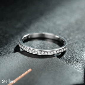Sterling silver arc band ring with sparkling zirconia stones – 925 minimalist stacking ring for women