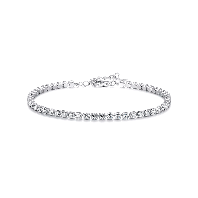 Elegant sterling silver bracelet with zirconia stones – tennis style jewellery for women UK